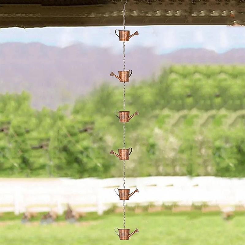 Wind Chimes Metal Rain Chain Butterfly Chimes and Cups Rain Catcher for Gutter Roof Decor Metal Drainage Rain Chain3