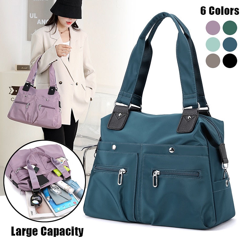 Women's Large Capacity Waterproof Nylon Shoulder Bag – Stylish Multi-Pocket Tote Handbag for Travel, Work & Daily Use