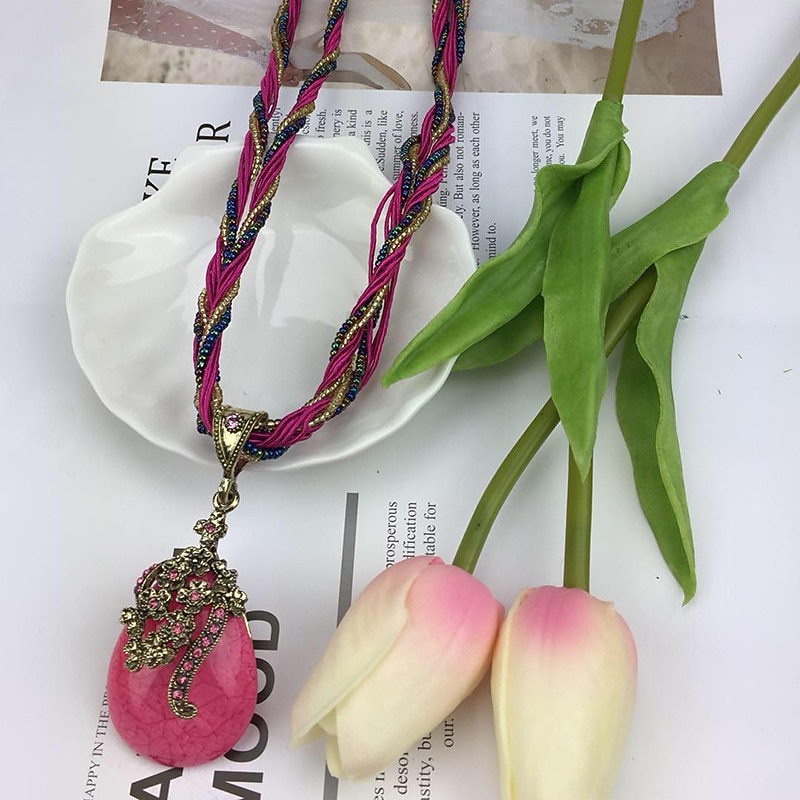 1PC Pendant Necklace For Women's Wedding Street Birthday Party Alloy Water Drop Necklace Pear4