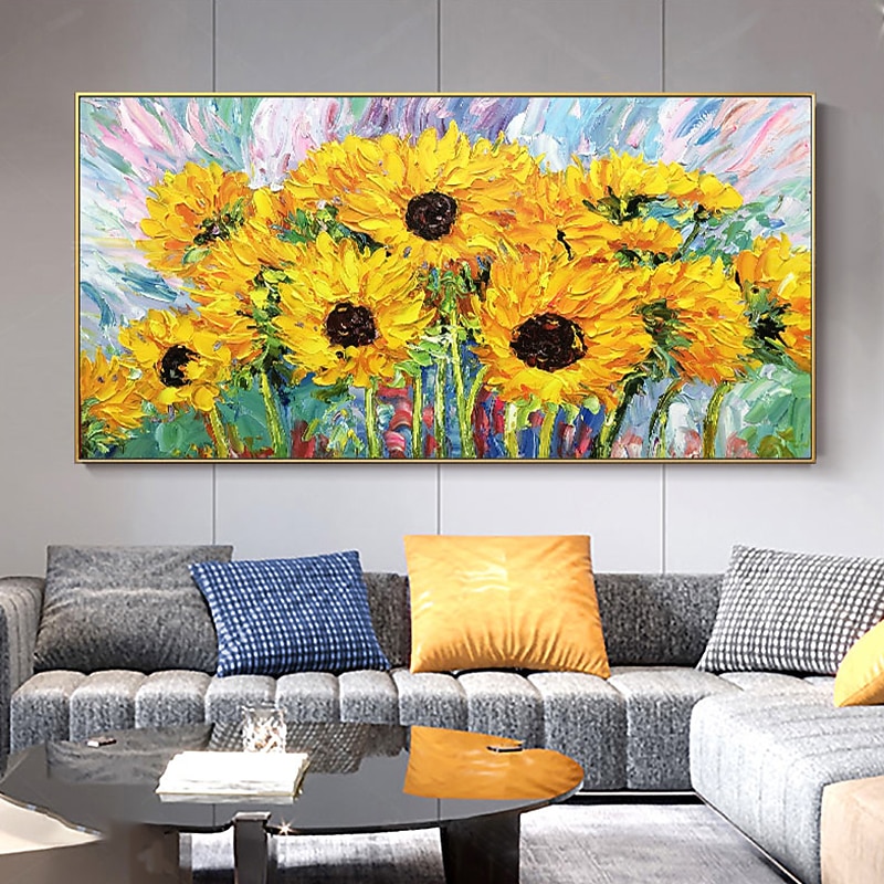Handmade Oil Painting Canvas Wall Art Decoration Sunflower Flower Landscape for Home Decor Rolled Frameless Unstretched Painting3