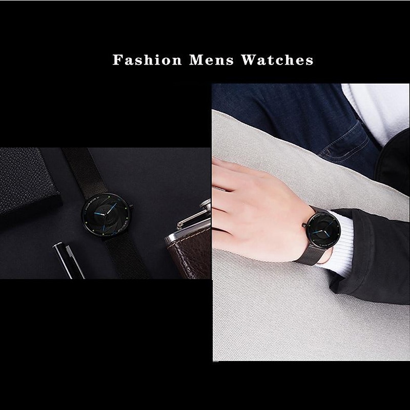 Fashion Mens Watches Luxury Quartz Watch Men Casual Business Black Mesh Steel Luminous Wrist Watch Male Clock Relogio Masculino2