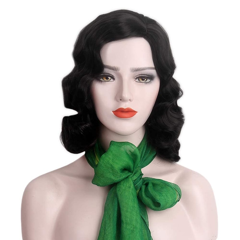 Black 20s Wig for Women Long Finger Wave Party Wig Synthetic Full Vintage Wigs for Womens Lady Cosplay Costume Fancy Dress 1920s Flapper Wig Halloween Wigs4