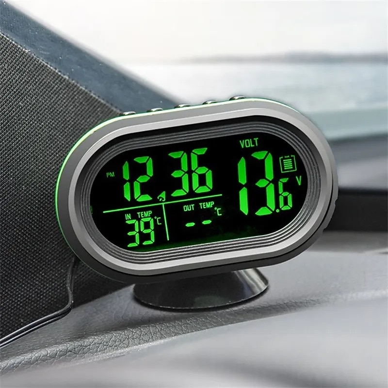 Car Digital Clock Thermometer Auto 12V-24V Voltmeter Voltage Tester 3 IN 1 Automobile Clock Car LED Luminous Clock3