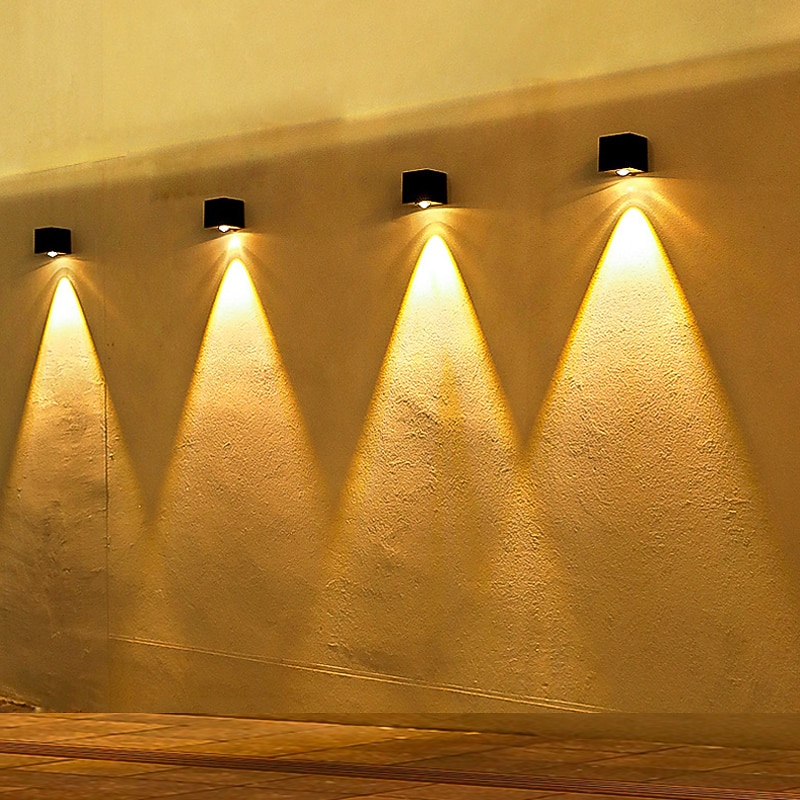 Solar Wall Light Outdoor Courtyard Waterproof Garden Lamp Wall Fence Lighting Decor Light for Home Balcony Terrace Atmosphere Light Wall Washing Light