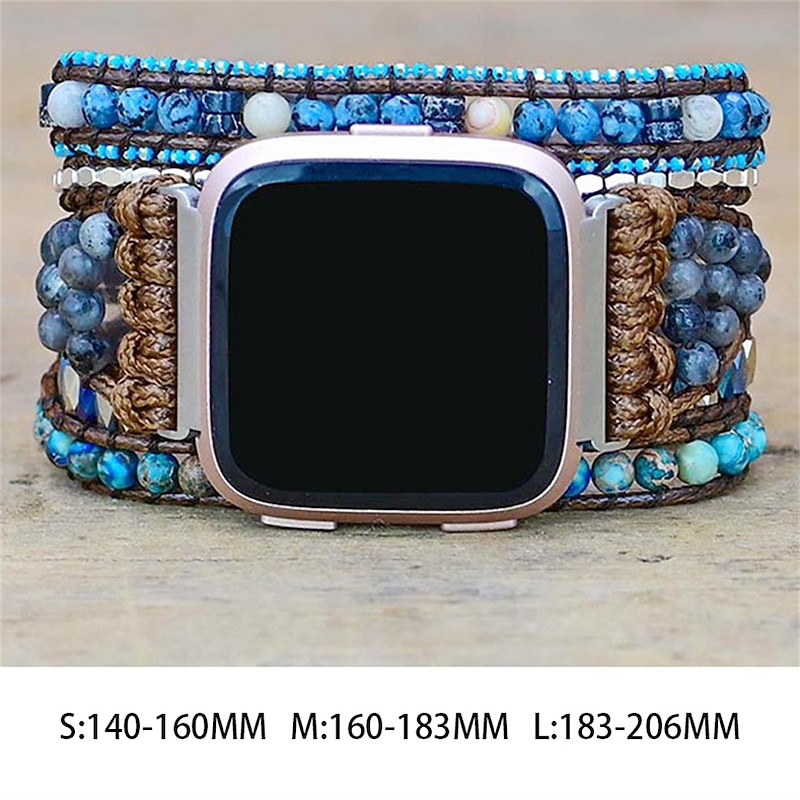 Smart Watch Band Compatible with Fitbit Versa 3 / Sense Versa / Versa 2 / Versa Lite / Versa SE Fabric Beaded Smartwatch Strap Handmade Multilayer Adjustable Handmade Braided Rope Replacement2