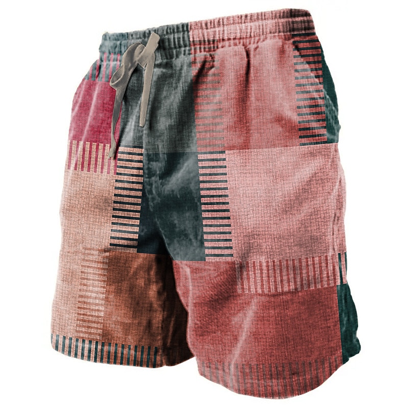 Men's Color Block Stripe Patchwork Sweat Shorts Beach Shorts Terry Shorts Mid Waist Casual Athleisure Daily Holiday Streetwear Drawstring Elastic Waist 3D Print Designer Clothing Apparel4