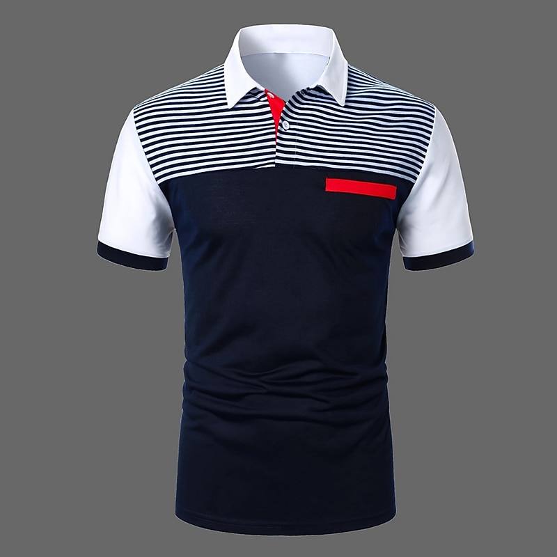 Men's Button Up Polos Cotton Polo Shirt Casual Holiday Lapel Short Sleeve Fashion Basic Color Block Classic Summer Regular Fit White Yellow Burgundy Dark Navy Blue Button Up Polos2