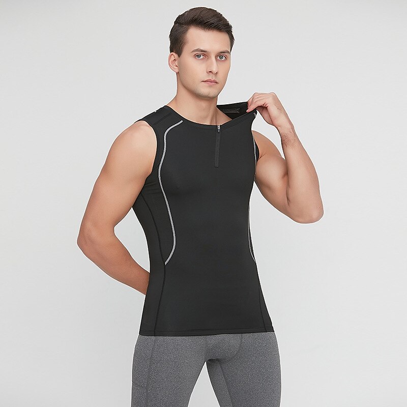 Men's Gym Tank Top Compression Tank Top Sleeveless Base Layer Athletic Summer Stripes Spandex Quick Dry Soft Sweat Out Moisture Wicking Gym Workout Active Training Jogging Sportswear Activewear Black3