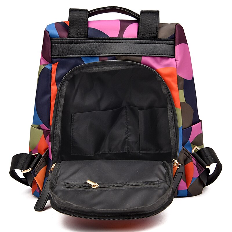 Colorful Geometric Oxford Cloth Backpack with Handle and Keychain | Stylish Durable Back to School or Travel Bag4