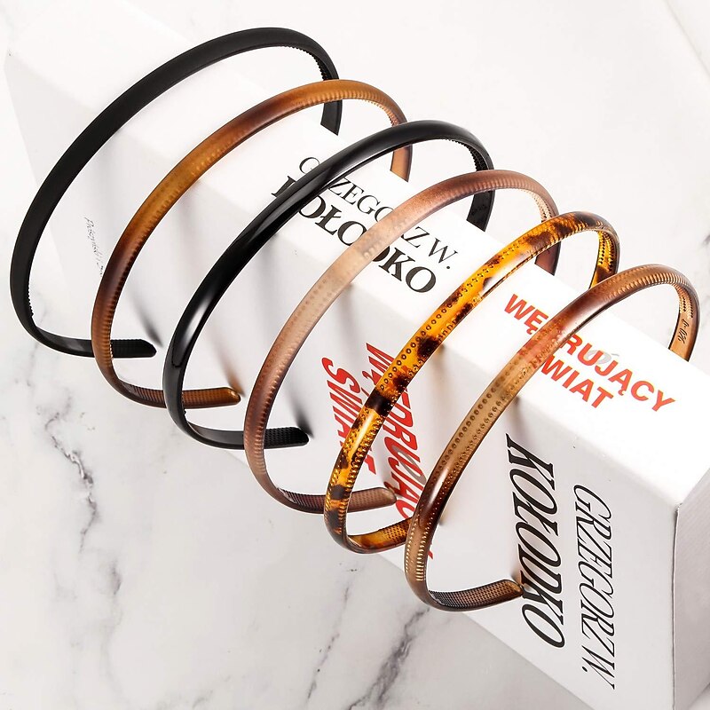 6 Pieces Plastic Plain Headbands Teeth Comb Headbands Skinny DIY Hair Bands Headbands for Women Girls (Multi-color, 8 mm)2