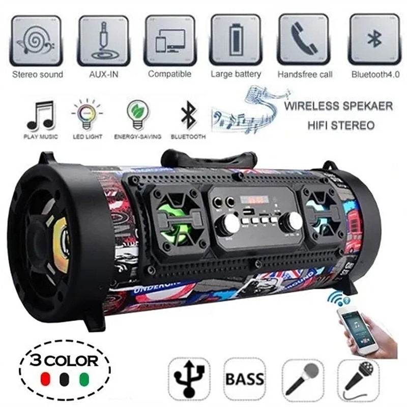 New USB /AUX/ TF Card Phone PC Subwoofer Speakerphone Wireless Bluetooth Portable Speaker Surround Stereo Outdoor Speaker2