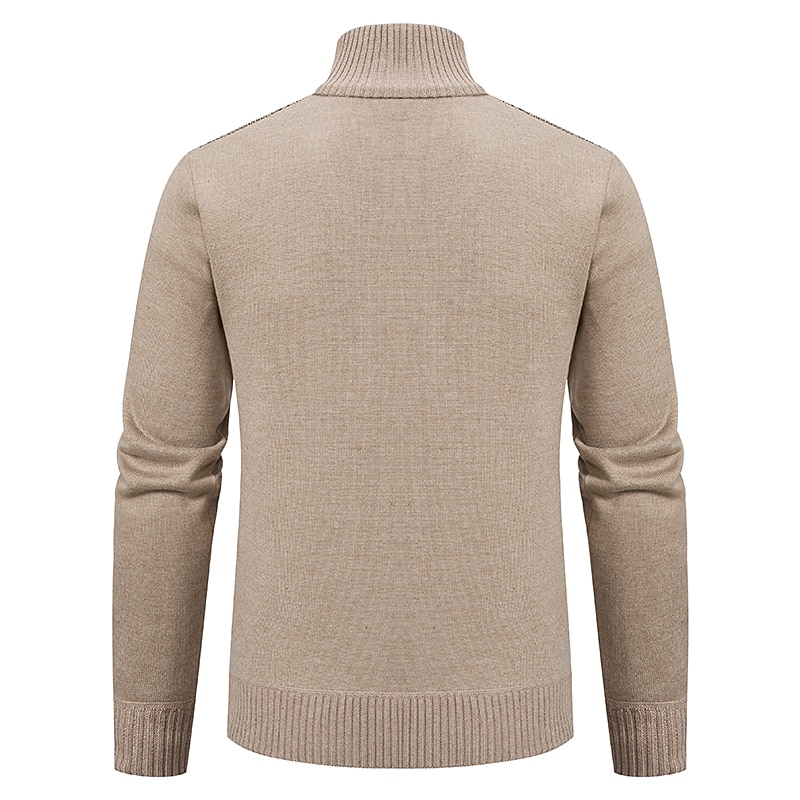 Men's Sweater Dress Sweater Cardigan Sweater Ribbed Knit Regular Tops Knitted Stand Collar Warm Ups Modern Contemporary Back to School Daily Wear Clothing Apparel Fall & Winter Light Grey Dark Grey S2