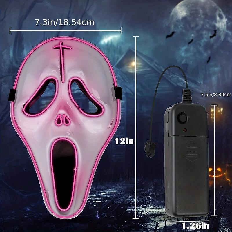 LED Luminous Mask Screaming Scare Halloween Mask Festival Carnival Props Funky PVC Decorative Mask2