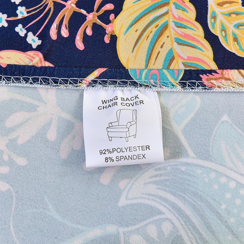 Wing Chair Slipcover Spandex Fabric Sofa Covers Wingback Armchair with a Seat Cushion Cover FloralPattern Furniture Protector for Living Room3