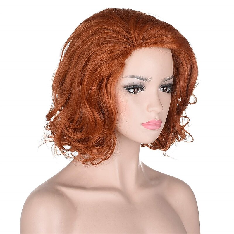 Women 13 Short Wavy Ginger Orange Wig for Cosplay Costume Carnival Party2