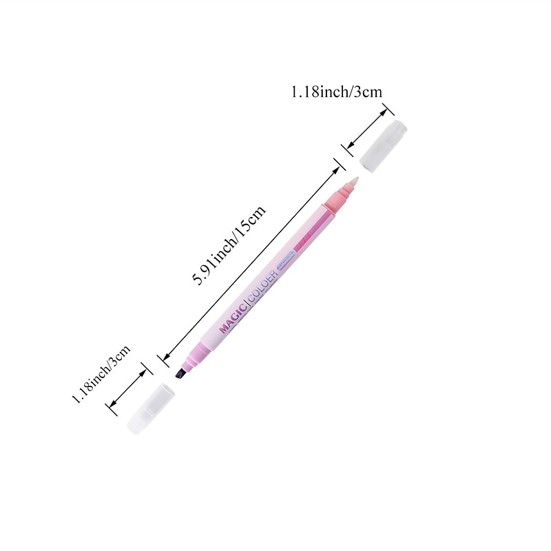 6/12pcs Magic Color Changing Highlighter Set, Double Tip Chisel Tip 12 Soft Colors Fluorescent Markers, Rainbow Pen Journal Cartoon DIY Notes Painting, Easter Decoration, Art Supplies2