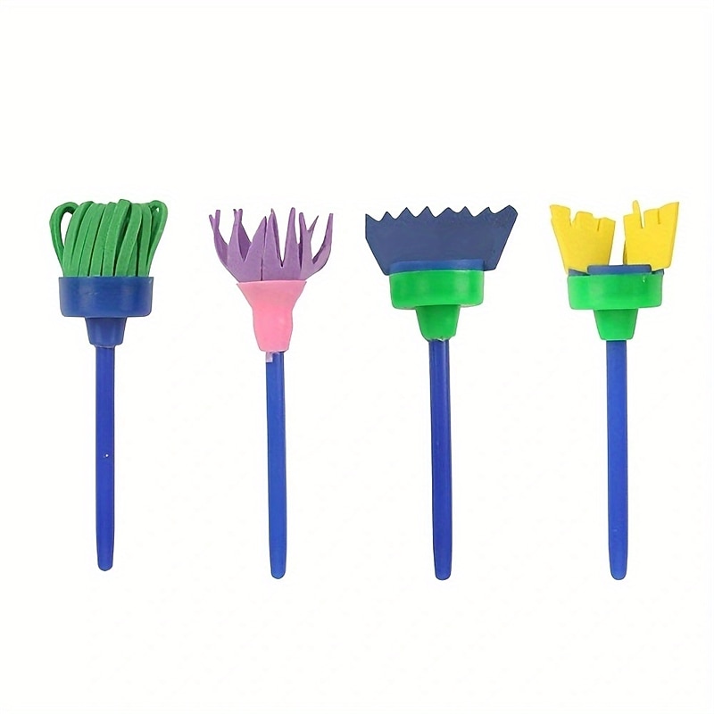 4pcs/set Painting Tools Drawing Toys Flower Stamp Sponge Brush Set Art Supplies For Kids Gift For Kids4