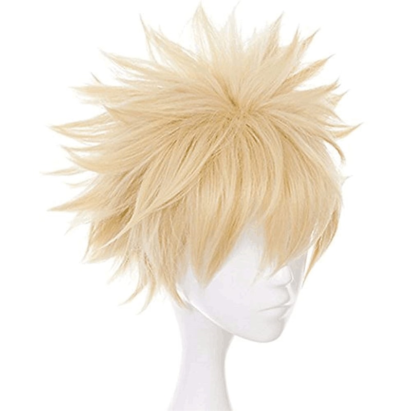 Blonde Spiky Short Wig for Men Boys Cosplay Short Blonde Wig Anime Cosplay Wig for Cosplaymaker Mens Wig Wavy Synthetic Wig for Carnival Costume Party4