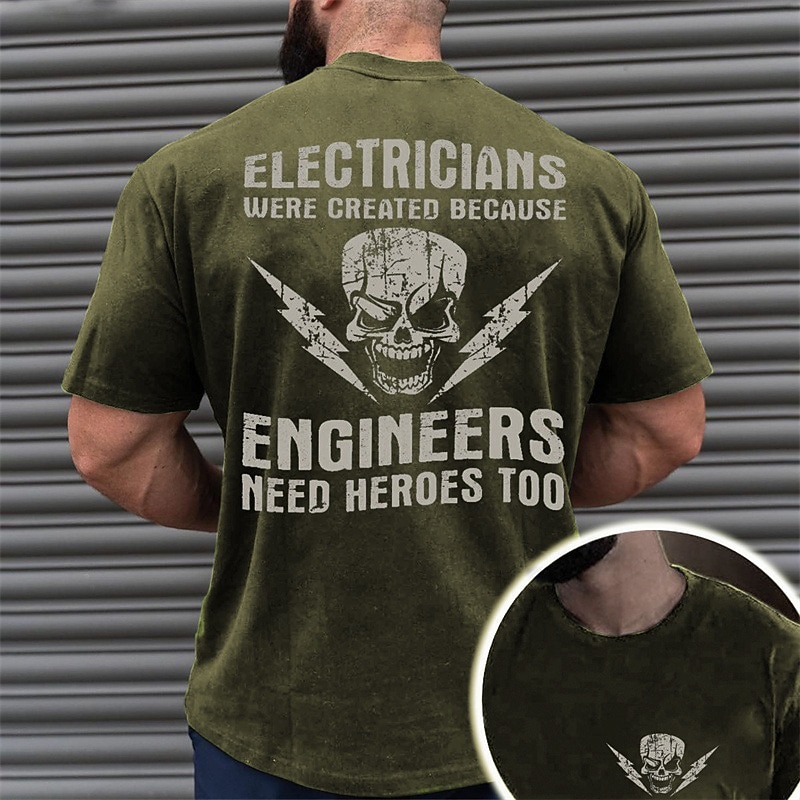 Men's Skull Graphic Prints Funny T Shirt Graphic Tee 100% Cotton Short Sleeve Graphic Shirt Black Navy Blue Army Green Comfortable Tee Vacation Street Fashion Designer Clothing3