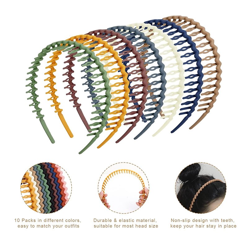 1PC Plastic Hair Bands with Teeth,  Thin Headbands for Women Girls Teens, Non Slip Hair Comb Head Bands Hair Accessories3