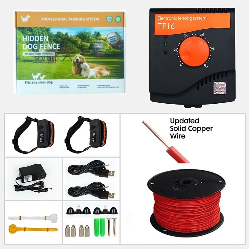 Pet Dog Electric Fence System Rechargeable Waterproof Adjustable 6 Level Pet Wired Fencing Containment Pet Training Collar4