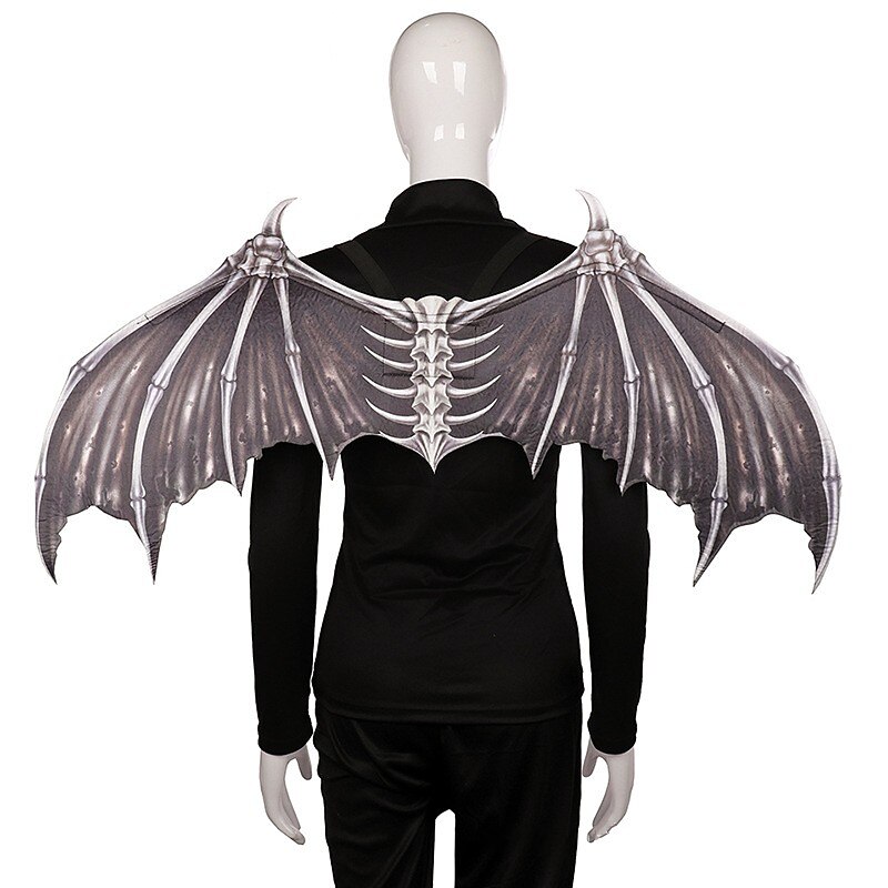 Halloween Wings Demon Bone Skeleton Folding Batpunk Fallen Angel Evil Festival Carnival Props Men and Women Halloween Carnival Ball Props Foldable Black and White Non woven Fabric Demon Bone Wings2
