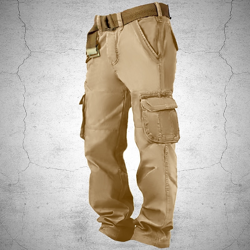 Men's Cargo Pants Trousers Multi Pocket Plain Wearable Outdoor Casual Daily Fashion Classic Army Yellow Black4