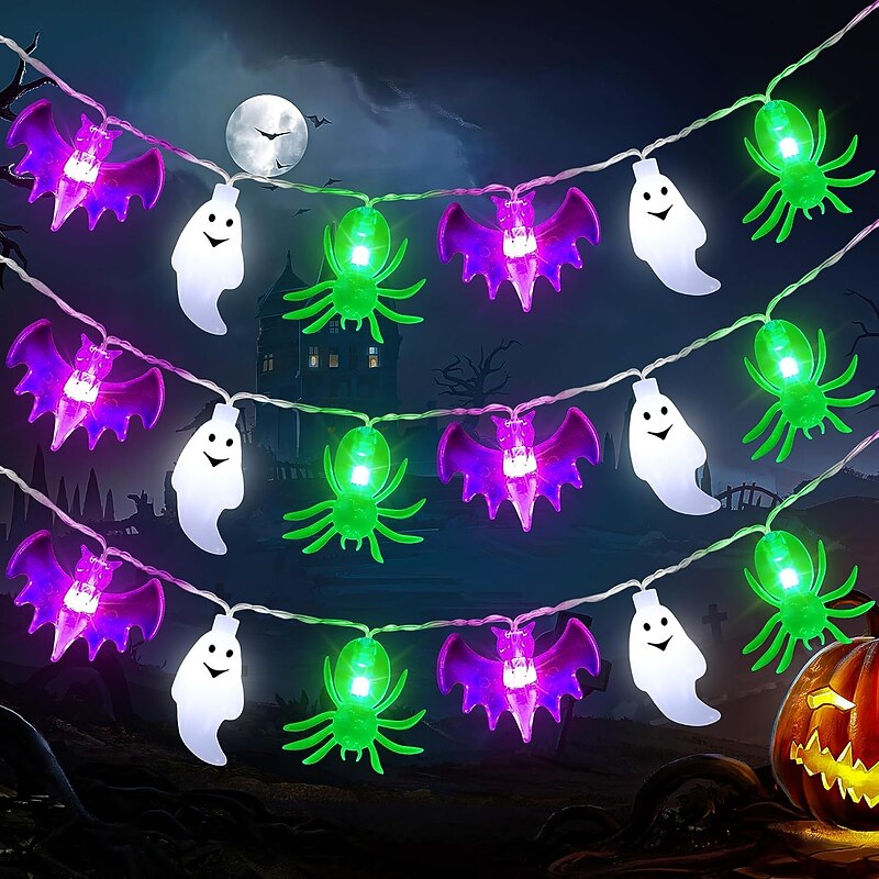 Halloween Decorations String Lights Bats Spider pumpkins String Lamp 3m 20LEDs USB / Battery Powered Ghost Lights for Indoor Halloween Party Garden Porch Outdoor Tree Decor2
