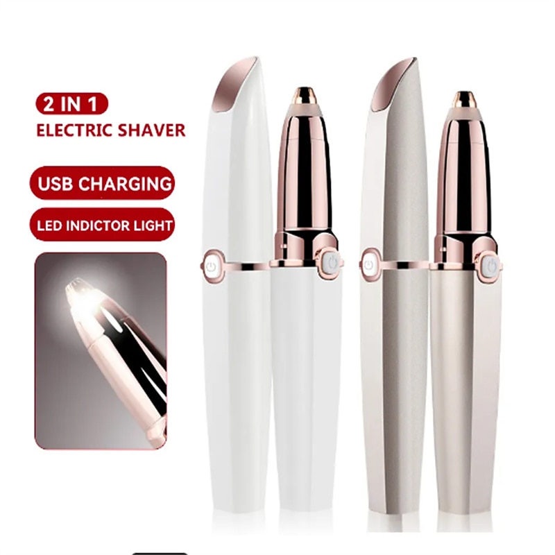 Facial Hair Removal for Women Rechargeable Hair Remover 2 in 1 Eyebrow Trimmer and Face Shavers for Women Hair Removal for Eyebrows Peach Fuzz Lips Arms with Light3