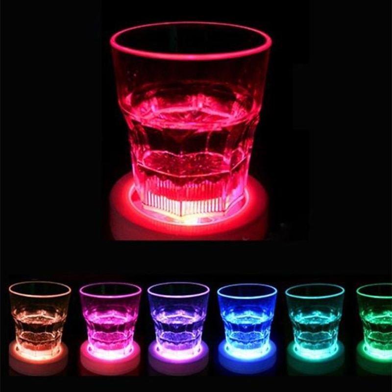 1/2/5pcs LED Coaster Flashing Creative Luminous Bottle LED Light Cup Sticker Mat Bar Club Party Supply Coaster Decor3