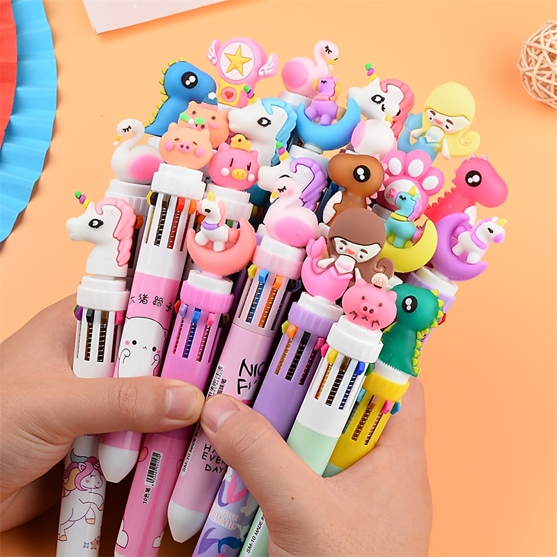 1pc Cute 10 Colors Transparent Shape Retractable Ball Pen Cute Animal Shuttle Pen Gift For Kids, Back to School Supplies