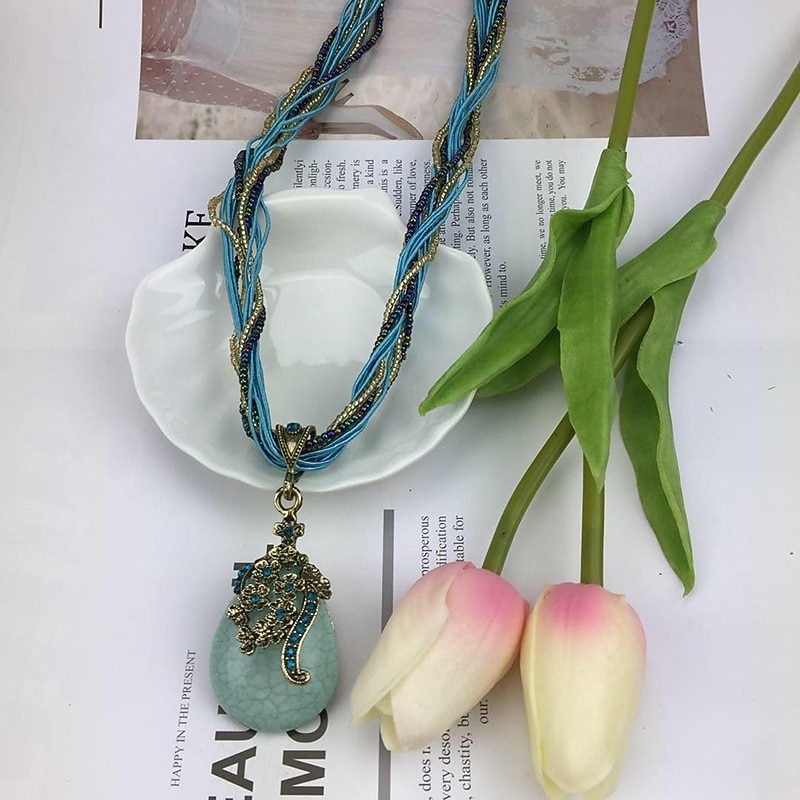 1PC Pendant Necklace For Women's Wedding Street Birthday Party Alloy Water Drop Necklace Pear3