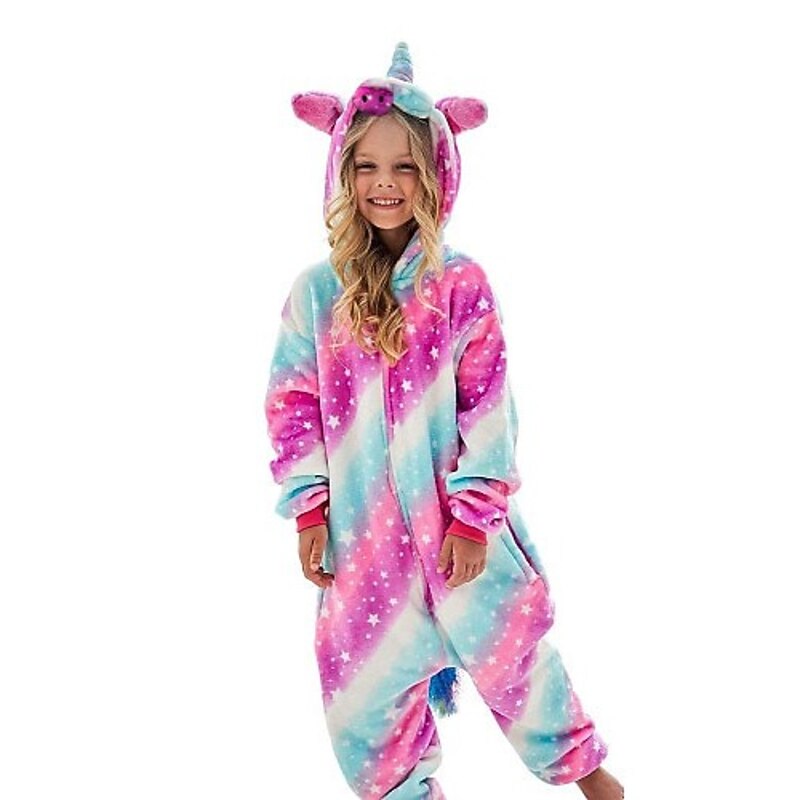 Set with Flannel Onesie Kigurumi Pajamas Claw Slippers 2 PCS Set Nightwear Camouflage Cute Unicorn Rainbow Animal Kid's Unisex  Cozy Homewear2