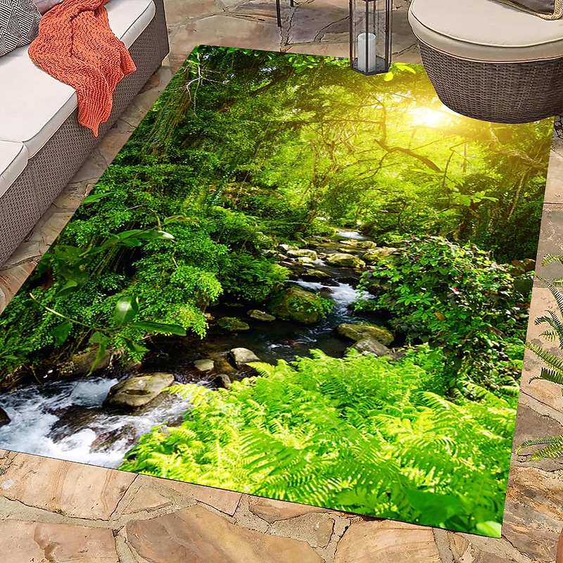 Beautiful Landscape Woods Flannel Fabric Printed Home Entrance Mattress Bathroom Mattress Mattress2