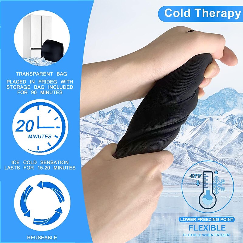 Headache Relief Ice Hat Flexible Gel Cold Compress Cap for Soothe Pain Sinus Pressure Tension Physical Calming Compressed Cooling Head Wrap for Puffy Eyes Travel Ice Pack Sleep Eye Mask4