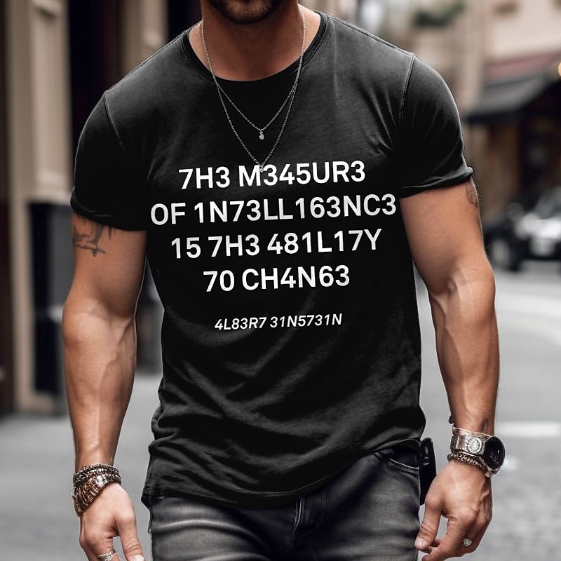 Men's Graphic T-Shirt with Albert Einstein Leetspeak Quote: 