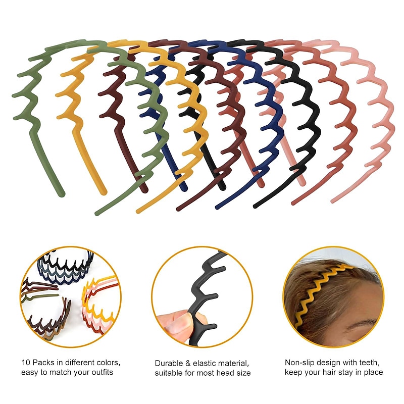 1PC Zig Zag Headbands for Women Girls Teens, Plastic Hair Bands with Teeth, Non Slip Hair Comb Head Bands Hair Accessories3