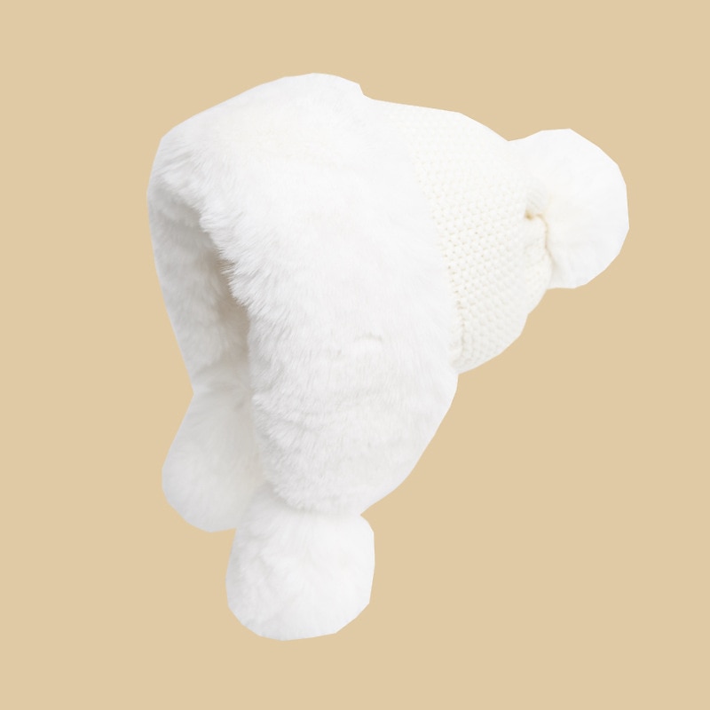 Thicken Bomber Hats New Style Women Fur Ball Plus Velvet Warm Hood Outdoor Winter Cold-Proof Fashion Cute Woolen Cap2