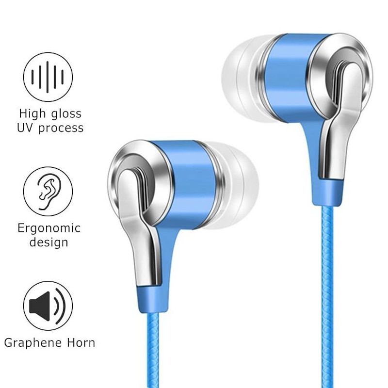 Universal 3.5mm Plug Wired Headset 9D Hifi Stereo Earphone Sport Running Headphones with Mic for Phones Computers Tablets MP32