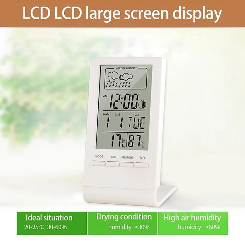 LED Digital Clock Thermometer Hygrometer Gauge Indicator Alarm Clock Indoor/Outdoor Weather Station Automatic Electronic Temperature Humidity Monitor Clock4