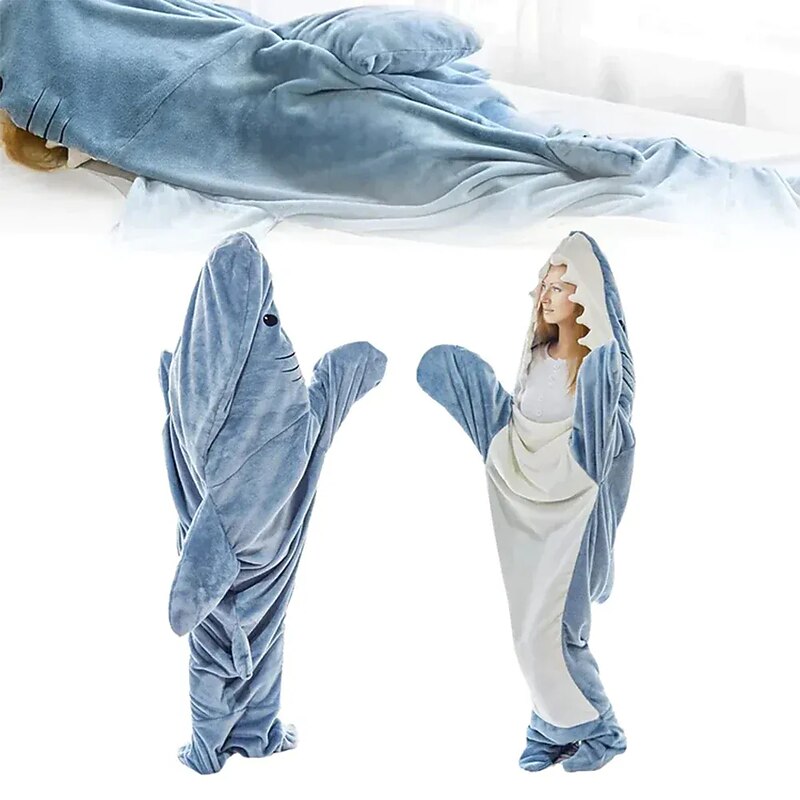 Shark Blanket Kigurumi Pajamas Sofa Blanket for Adults' Unisex Cute Christmas Halloween Carnival Easy Halloween Costumes 7