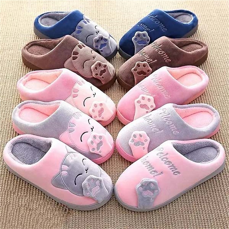 Women's Cute Cat Slippers with Plush Lining for Indoor Comfort - Welcome Home Design2