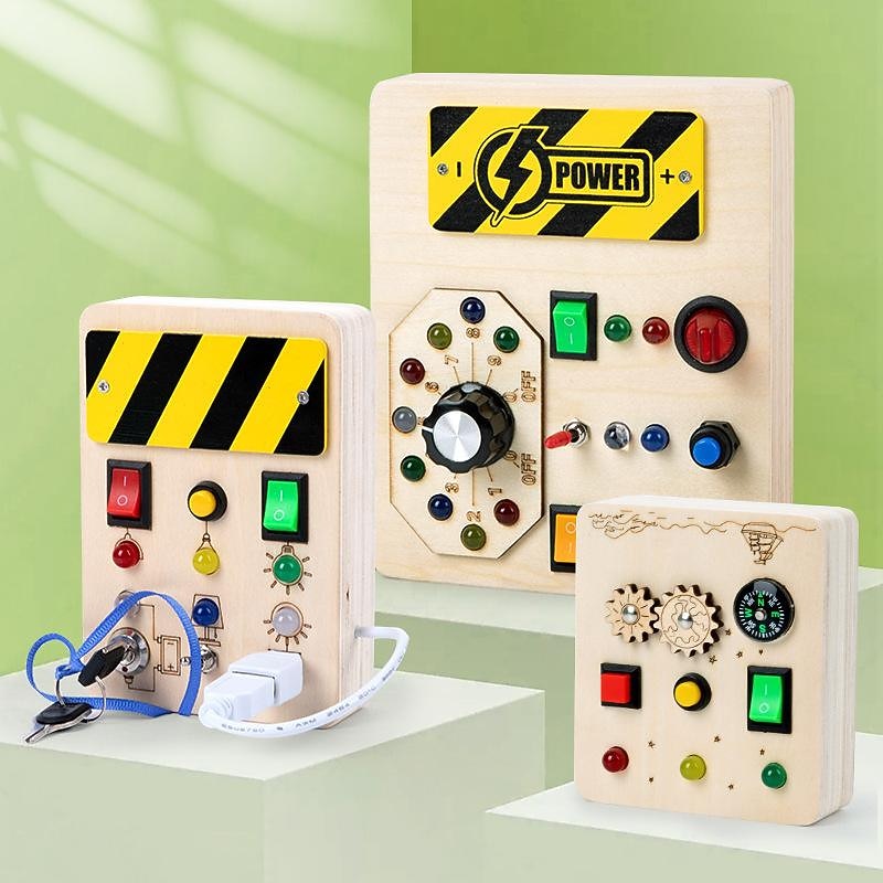 Montessori Light Switch Wooden Sensory Busy Board Pluggable Cords And Keys Educational Learning Decompression Toy Go to School Holiday Gifts for Kids2