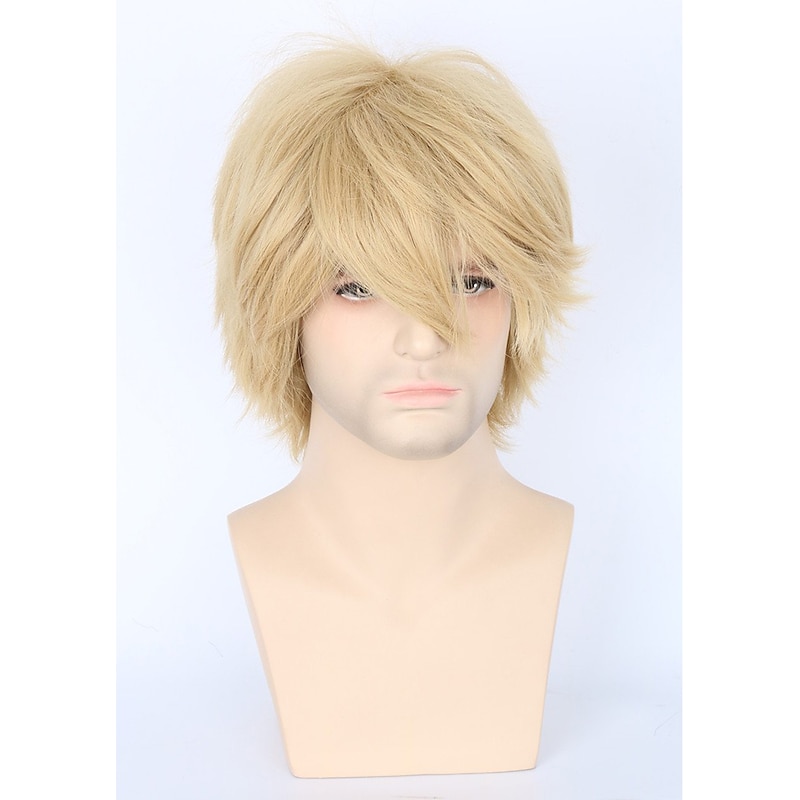 Topcosplay Unisex Adults or Kids Wig Dirty Blonde Short Layered Fluffy Cosplay Carnival Costume Wigs4