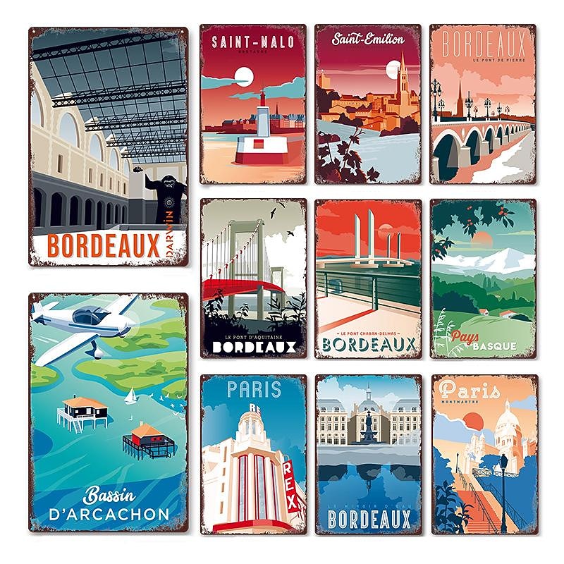 1pc Retro Metal Tin Sign City Tin Sign Vintage Kitchen Signs Wall Decor, Painting Wall Hanging for Restaurant Decor Bar Decor Home Decor Wall Art Metal Tin Sign 20x30cm/8''x12''