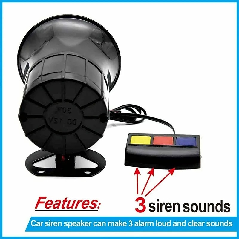 12V Car Motorcycle 3 Sounds Siren Horn Alarm Loud Speaker Electronic Bell Car Electrical Appliances Three tone alarm horn2