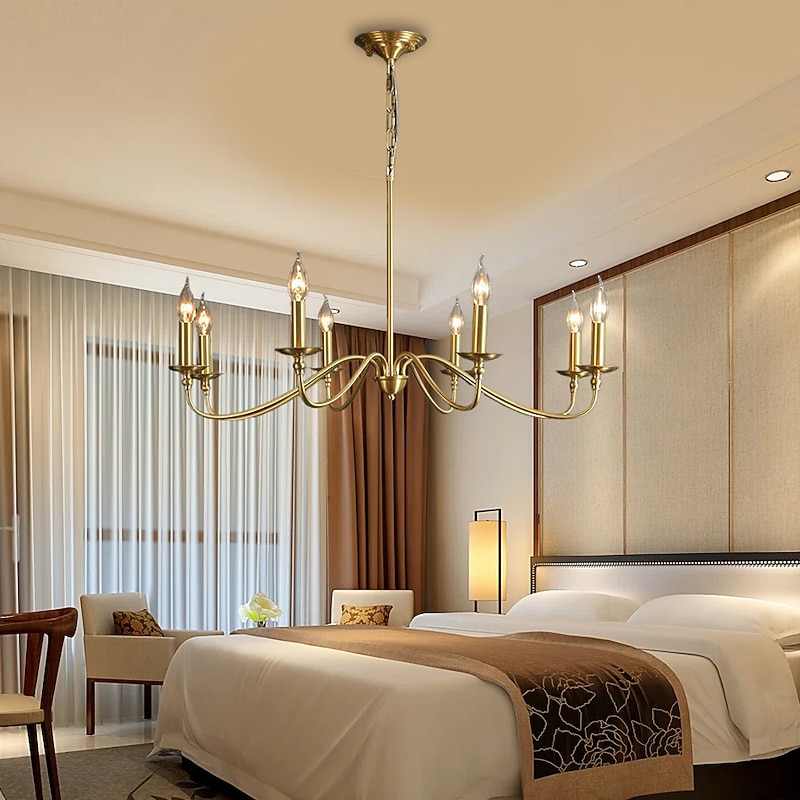 Gold Chandelier 8-Light Modern Chandelier for Dining Room, Bedroom, Foyer, Living Room, Kitchen Island, Entryway, Office, Bar,Farmhouse Decor 110-240V3