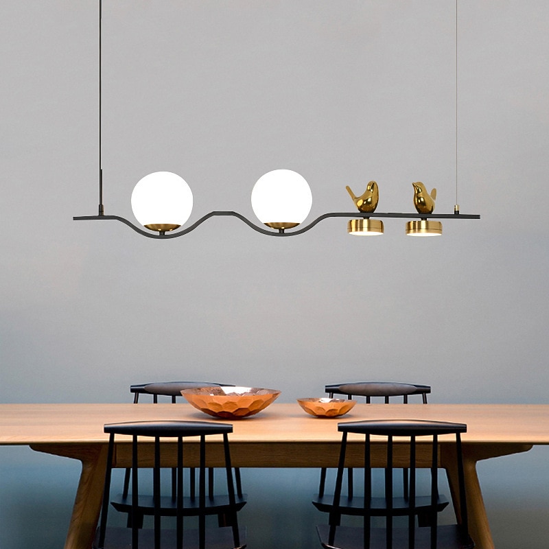 LED Pendant Light  4 Heads Ball-Shaped Glass Shade Liner Globle Design Modern Nordic Living Dining Room Lights Indoor Decoration Ceiling Hanging Lighting 110-240V3