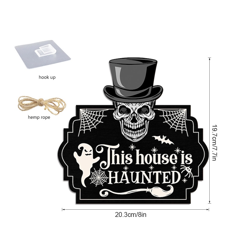 1pc Halloween Wood Wall Sign Skull Wooden Plaque Hanging Decoration For Front Door Scary Porch Decor Hanging Gift For Farmhouse Home Bar Outdoor Indoor Room Decor Home Decor2
