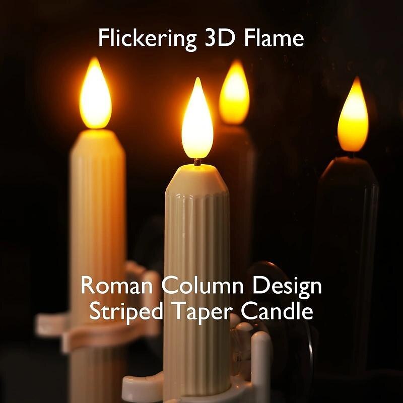 6pcs LED Taper Candles Flame Led Electronic Candle Warm Yellow Light with Suction Cups for Christmas Holidays New Year Window Fireplace Decoration for Halloween2